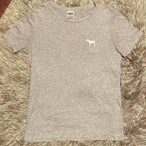 PINK Victoria’s Secret Gray Short Sleeve Tee Shirt - Picture 1 of 7